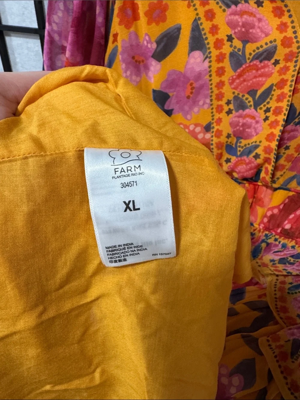 FARM Rio Ruffled Floral Print Georgette Maxi Dress Marigold XL NWOT - Picture 15 of 16